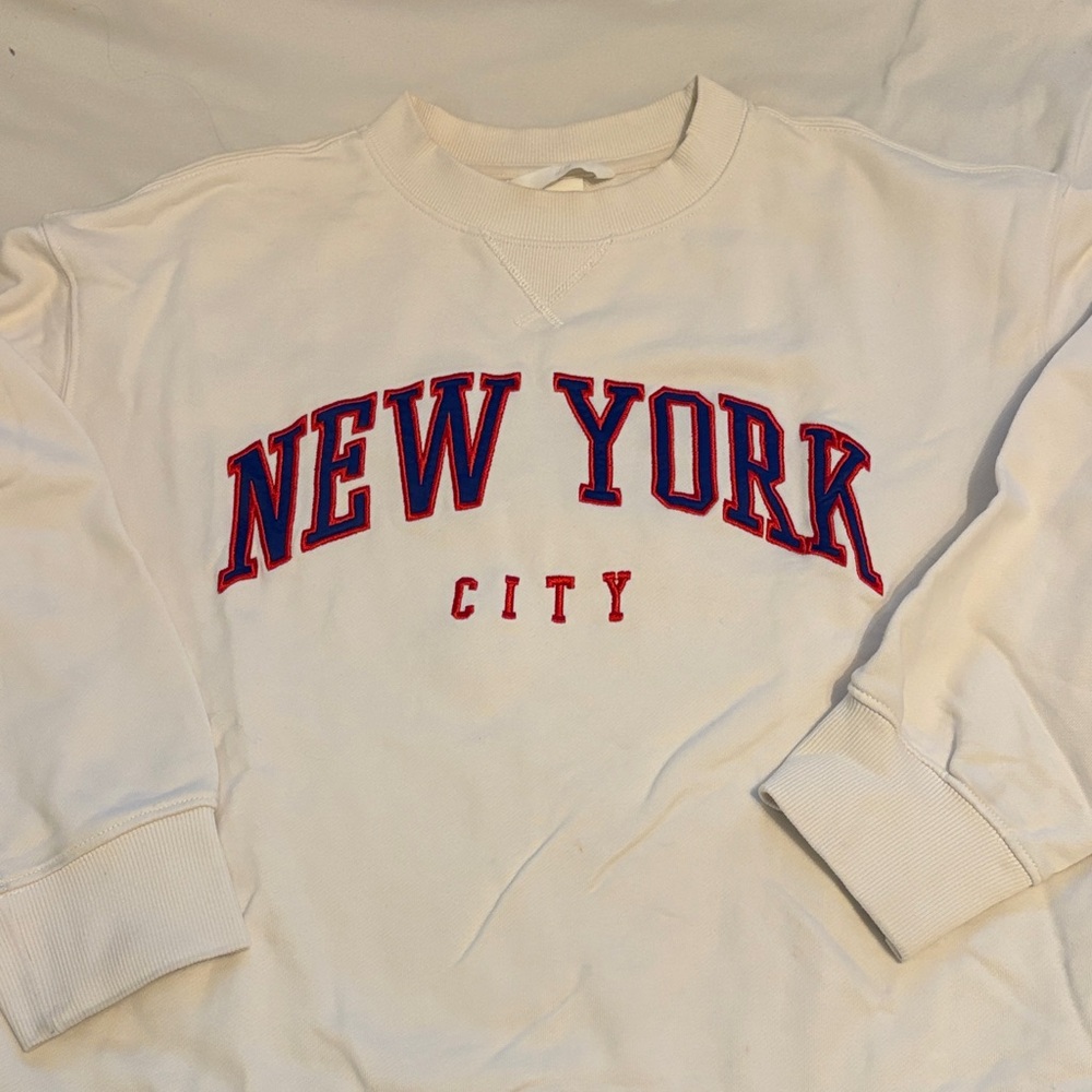 H&M White New York City Crewneck Sweater